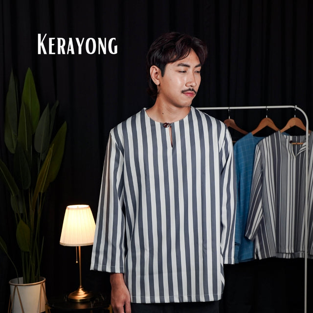 Dark White Stripe kurta, detail