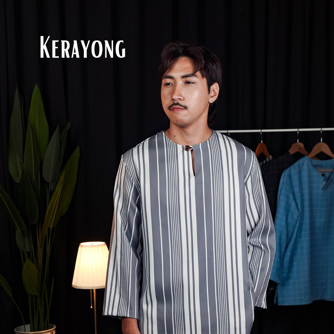 Grey White Stripe kurta