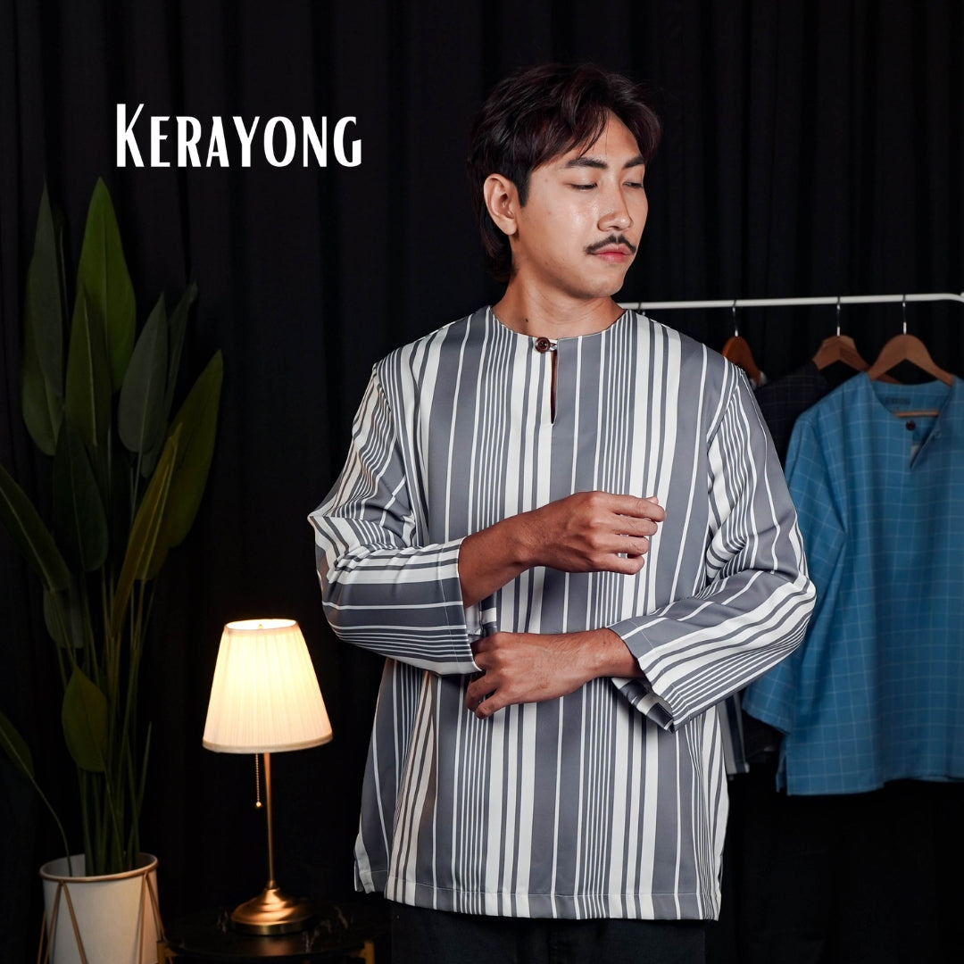 Grey White Stripe kurta