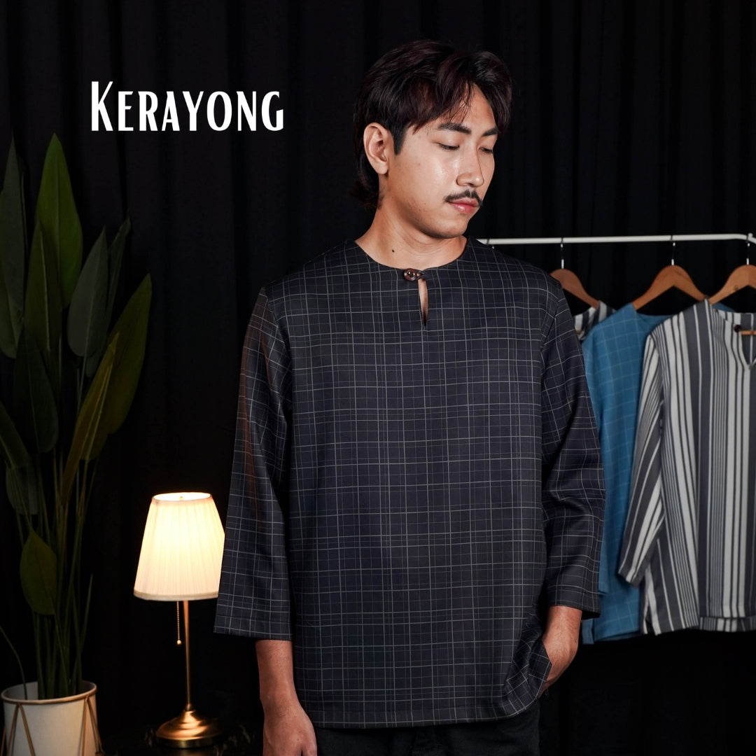 Charcoal Check kurta