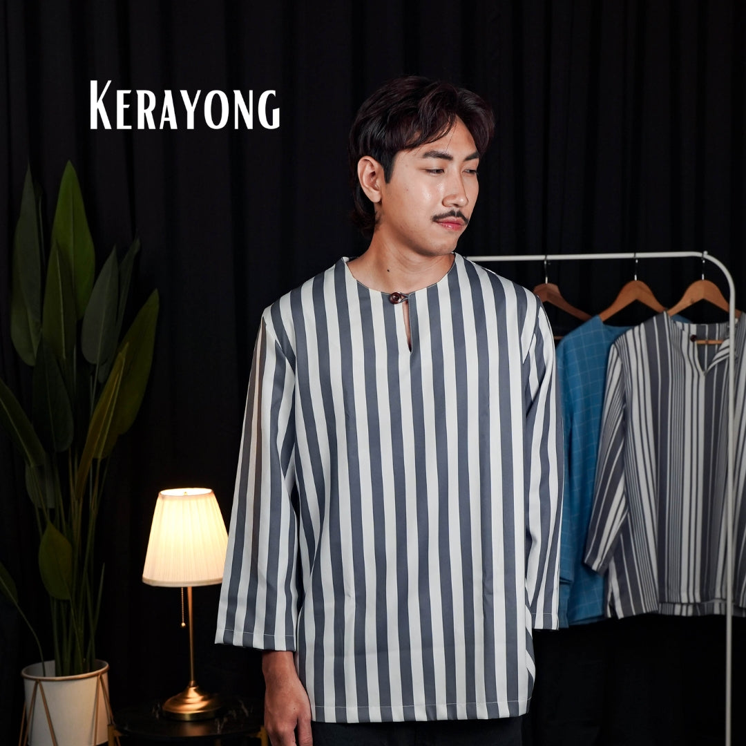 Dark White Stripe kurta