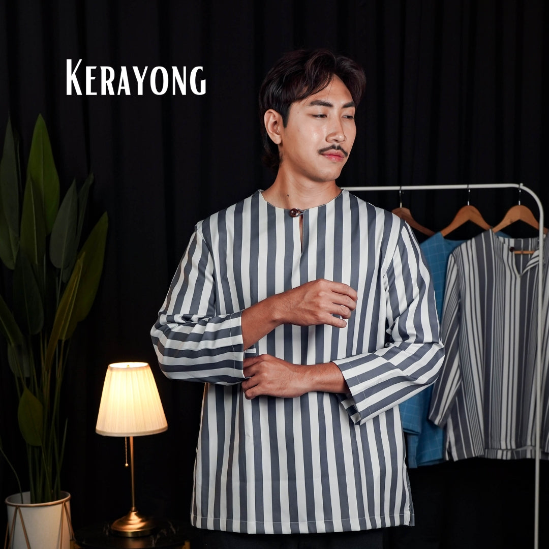 Dark White Stripe kurta